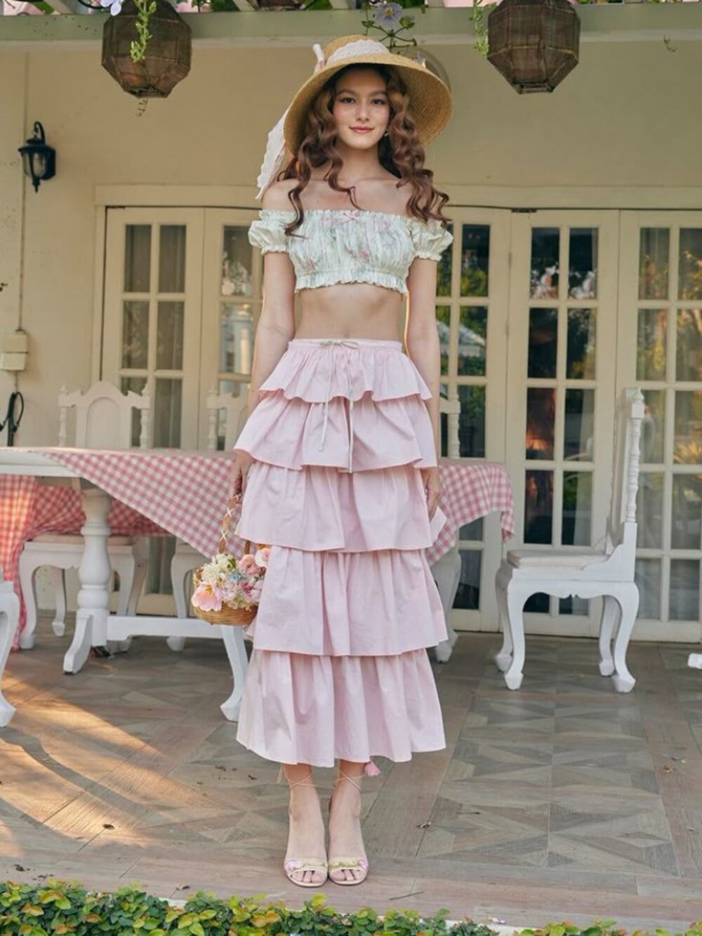 LACEMADE Fleur Poetry pink cotton ruffle skirt - Picture 2 of 10